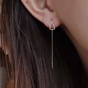 Gold Teardrop Chain Earrings A1422